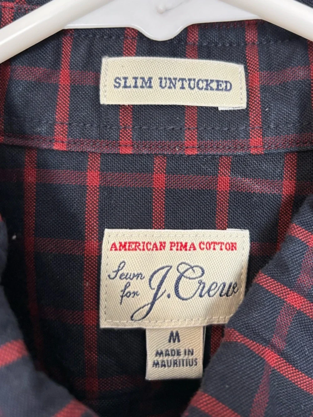 J Crew Shirt Mens Med Slim Untucked 100% American Pima Cotton Long Sleeve Plaid